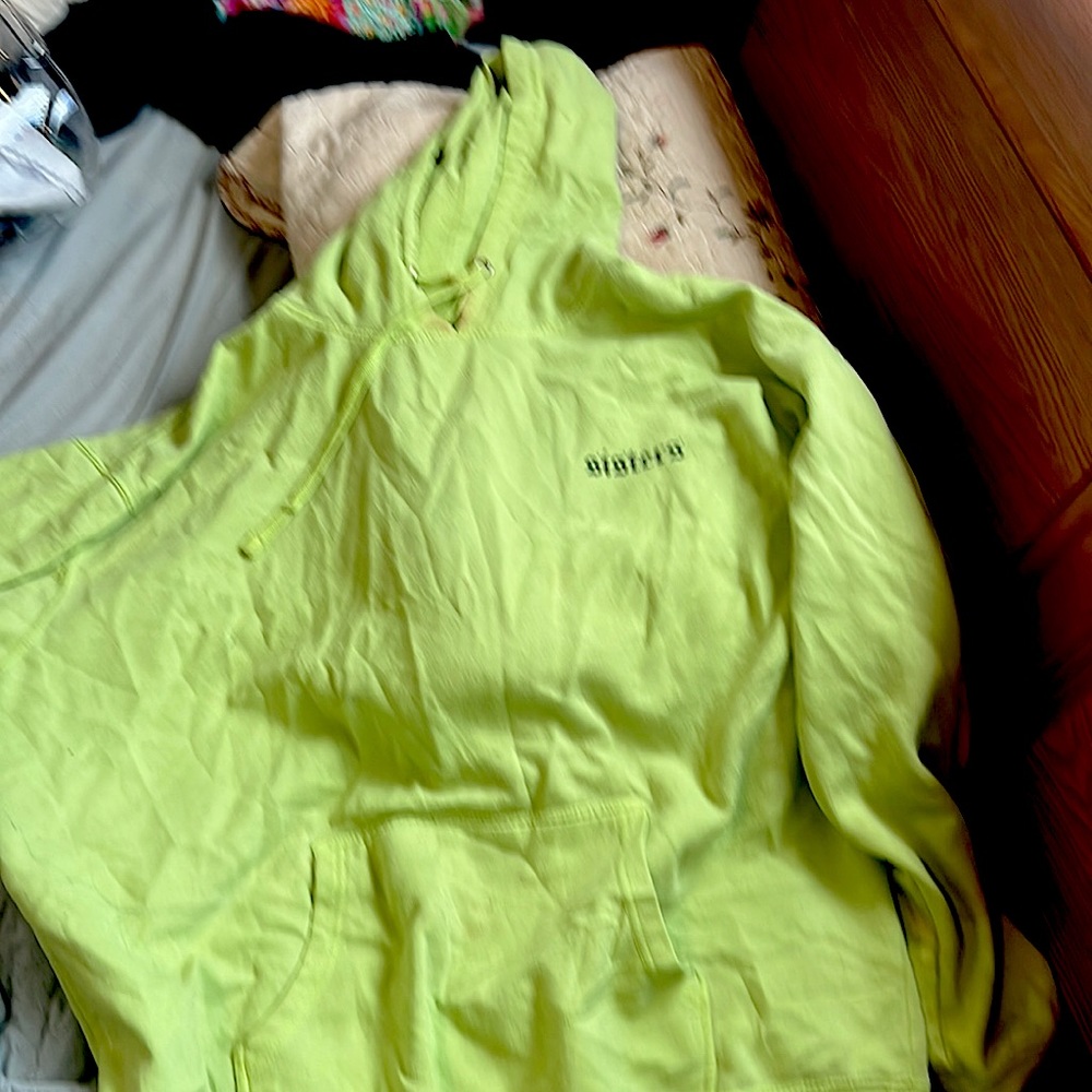 A neon green Sisters apparel hoodie!